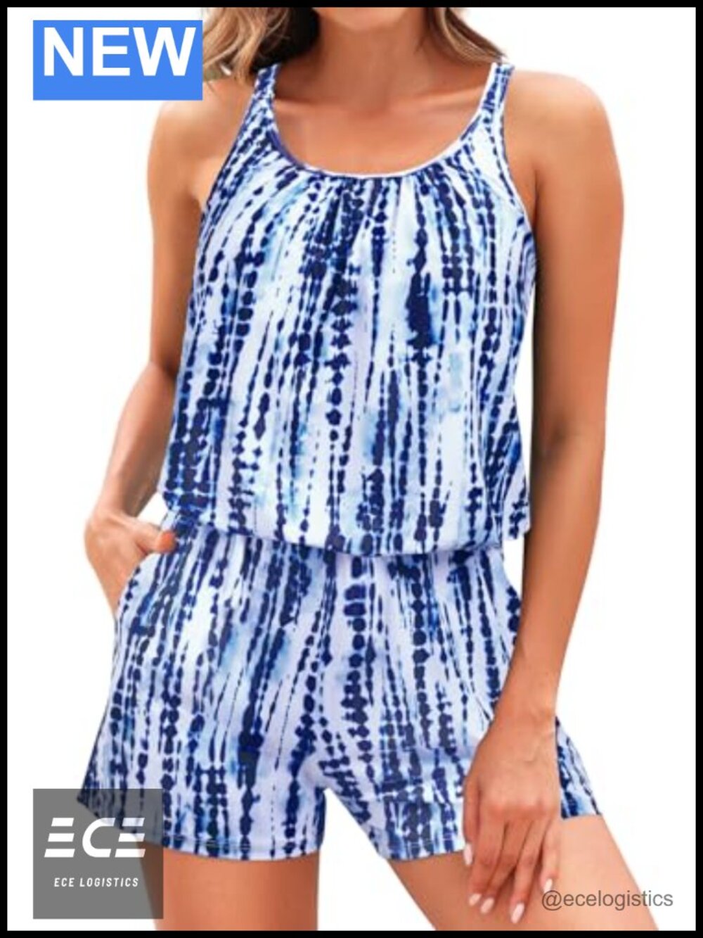 Tempt Me Women's Romper One Piece Swimsuit with Shorts, Pockets, Ruched High